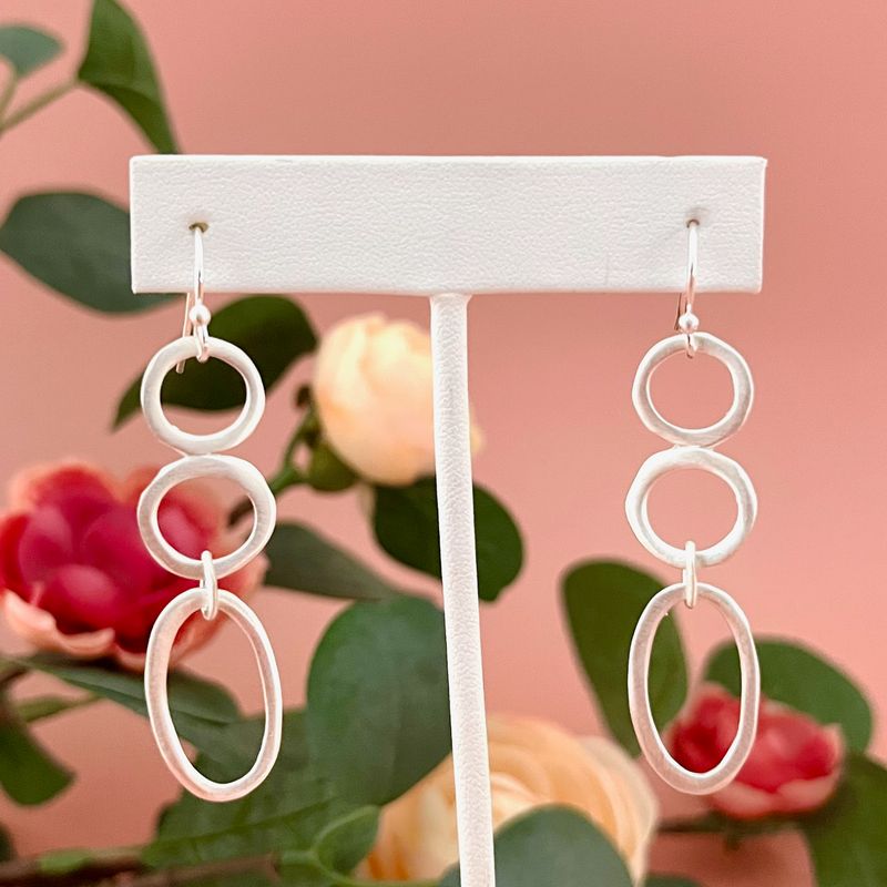 Handmade circles &amp; oval earrings, silver