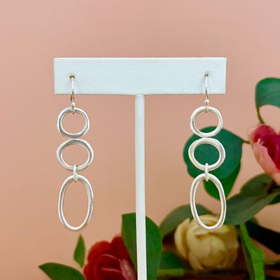 Handmade circles &amp; oval earrings, silver