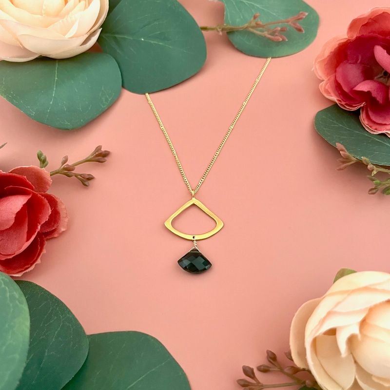 Handmade open fan w. indicolite necklace, vermeil