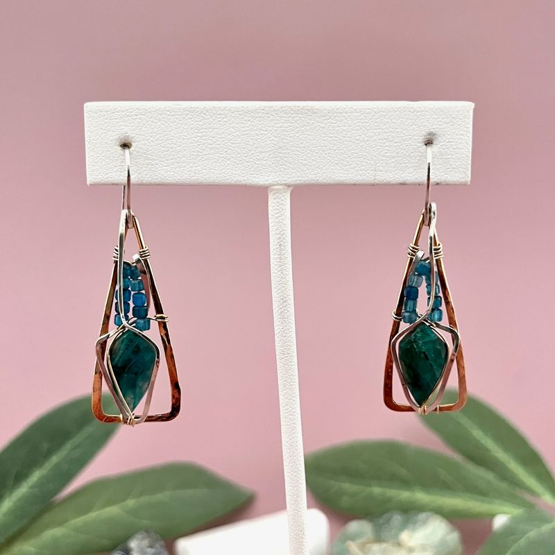 Handmade Contemplation Chrysocolla Earrings by Art by Any Means