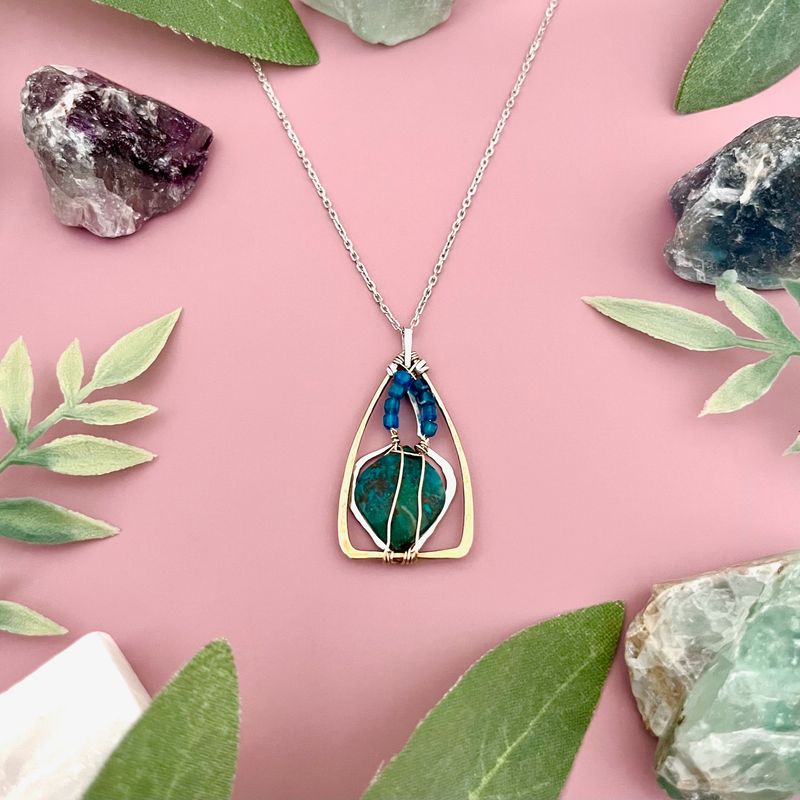Handmade Contemplation Chrysocolla Necklace by Art by Any Means