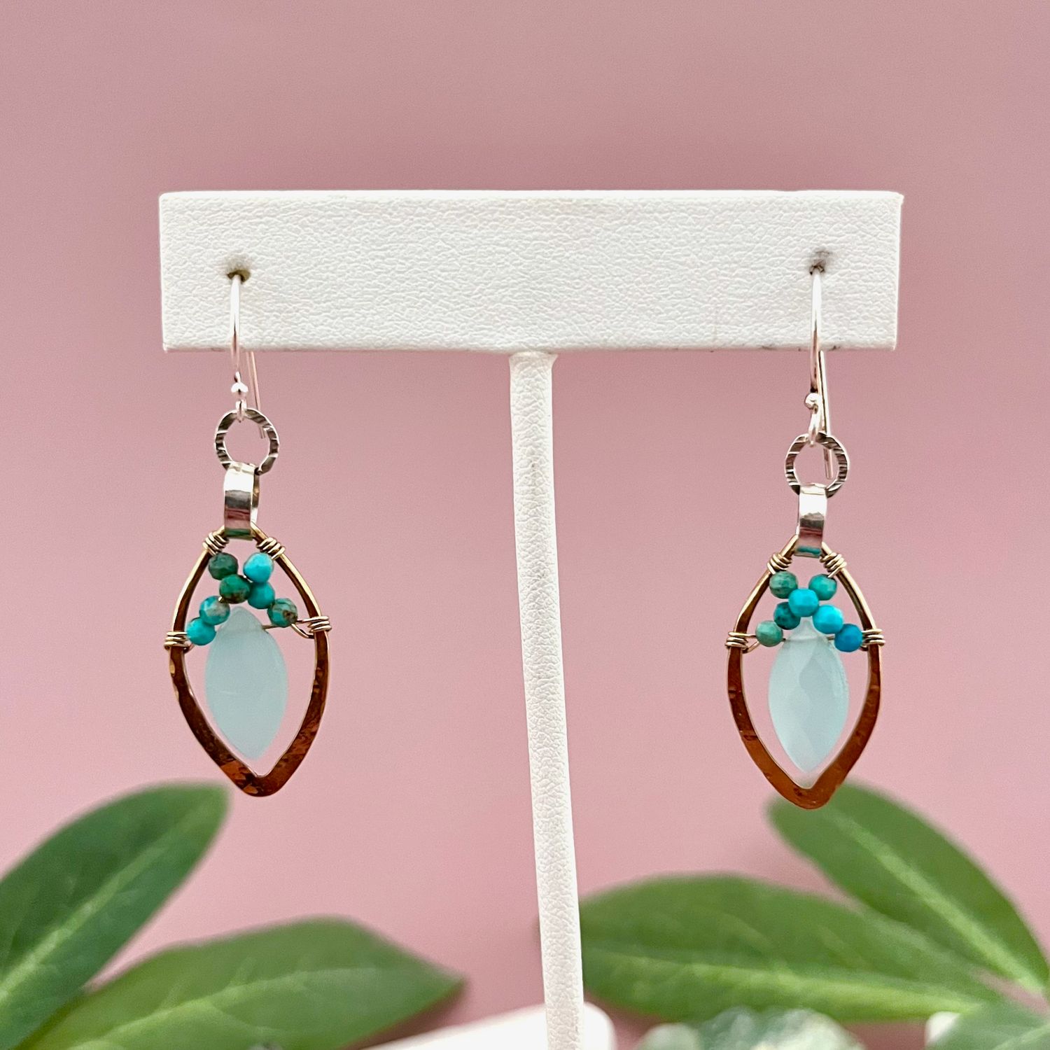 Handmade Turquoise Summer Leaves Earrings by Art by Any Means