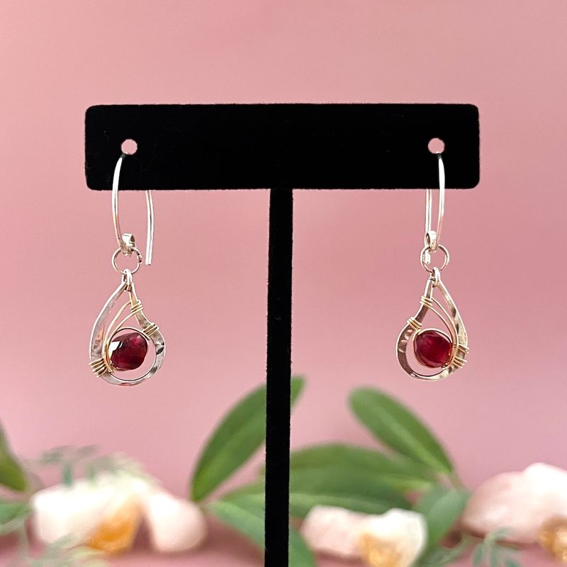 Handmade Serendipity Garnet Hoop Earrings by Art by Any Means