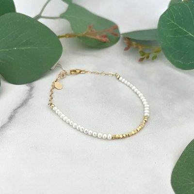 Handmade Pearl and 14k GF Bead Bracelet
