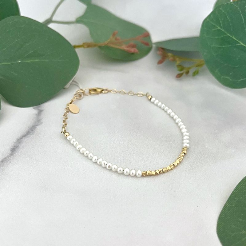 Handmade Pearl and 14k GF Bead Bracelet