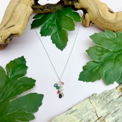 Handmade Necklace with multi-colored sapphire briolette dangle