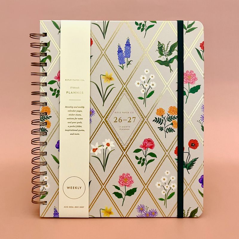 Rifle Paper 2027 Garden Study 17-Month Academic Hardcover Spiral Planner