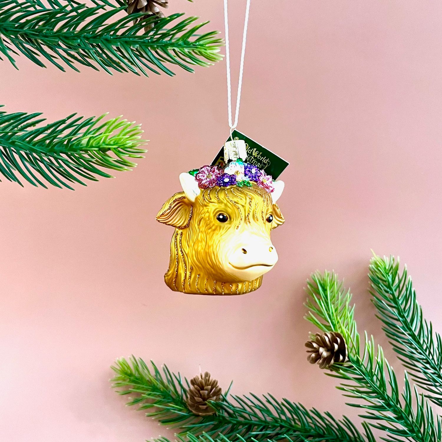 Floral Highland Cow Ornament