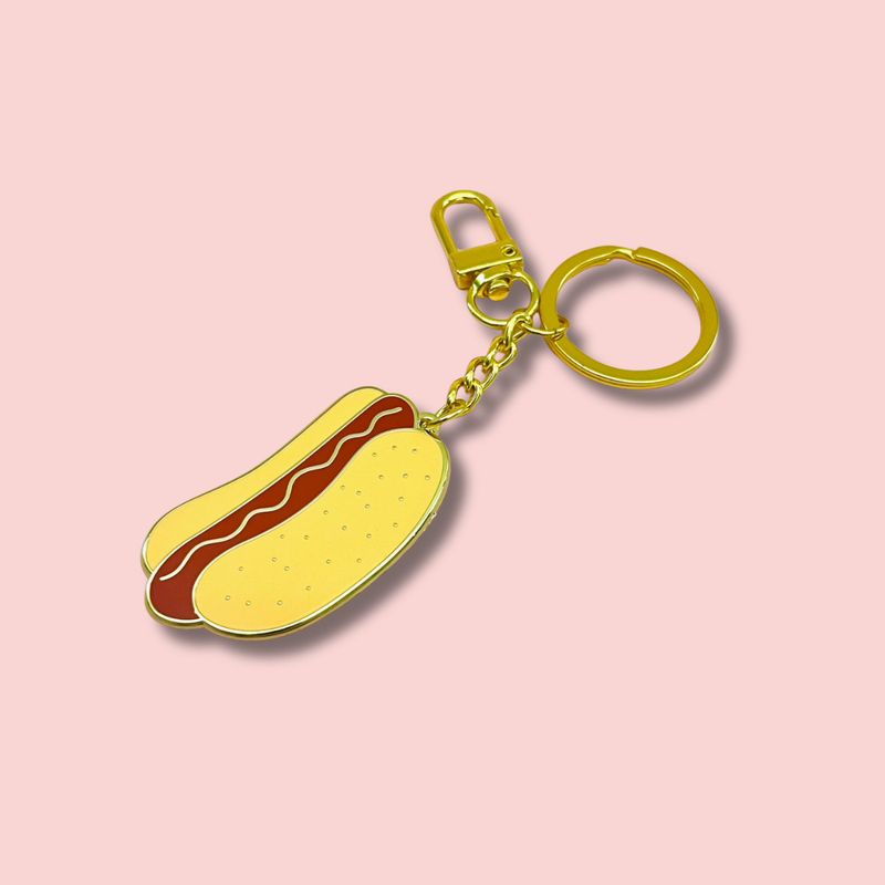Hot Dog Enamel Bag Charm &amp; Keychain