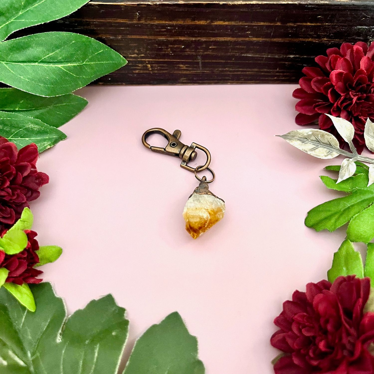 Raw Citrine and Copper Clip-on Charm