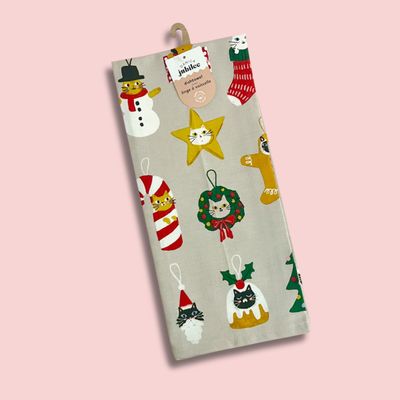 Icons Bauble Cats Christmas Dishtowel