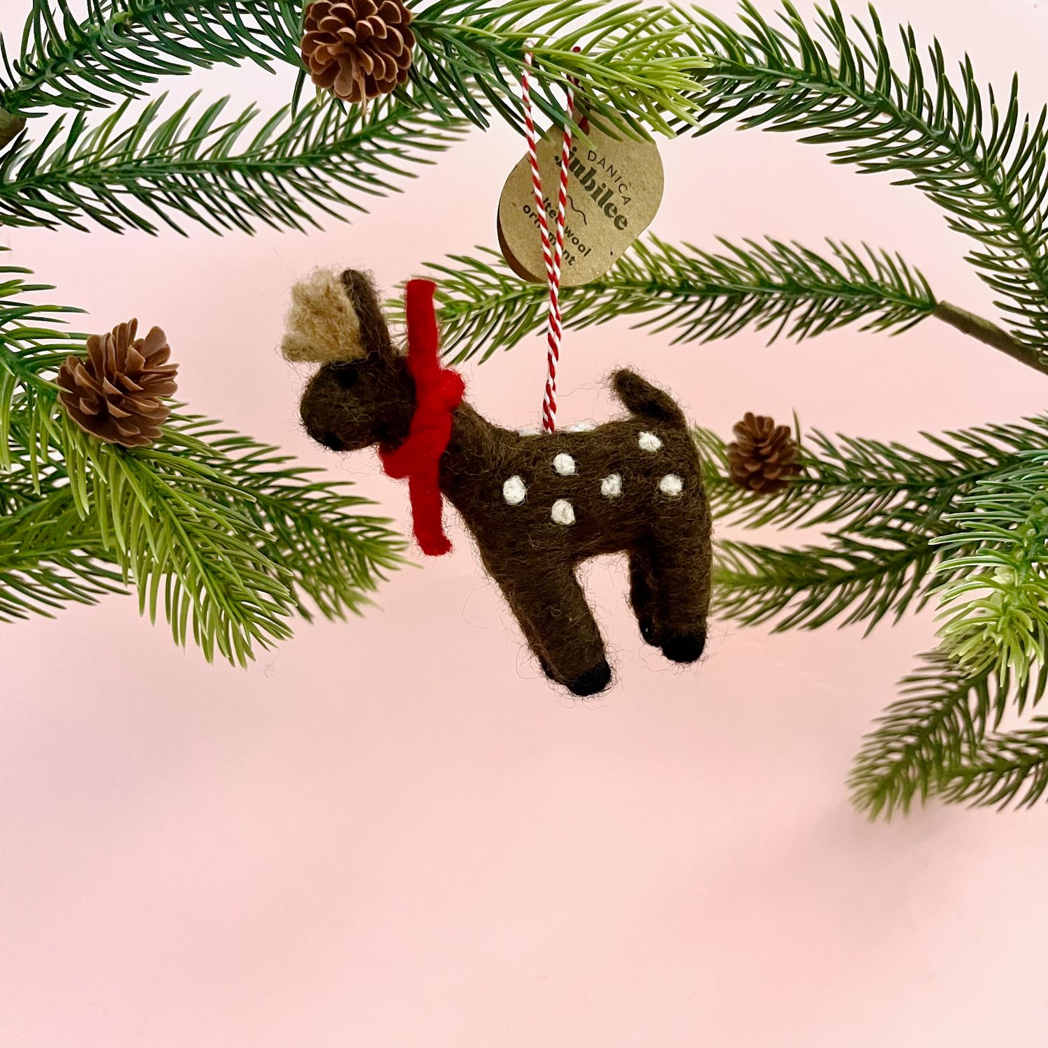 Arctic Deer Felt Ornament, Style: Dark Brown