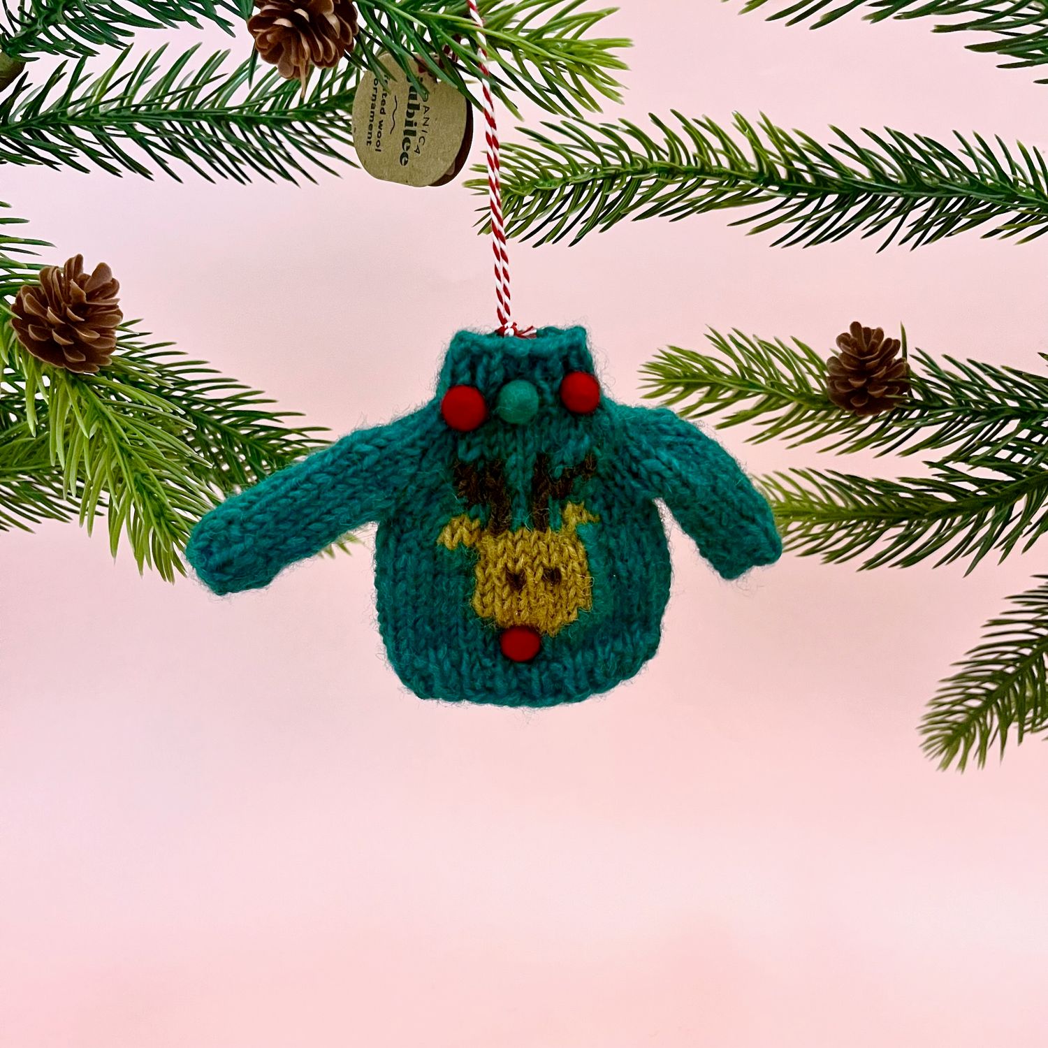 Merry Knitmas Felt Ornament, Style: Reindeer