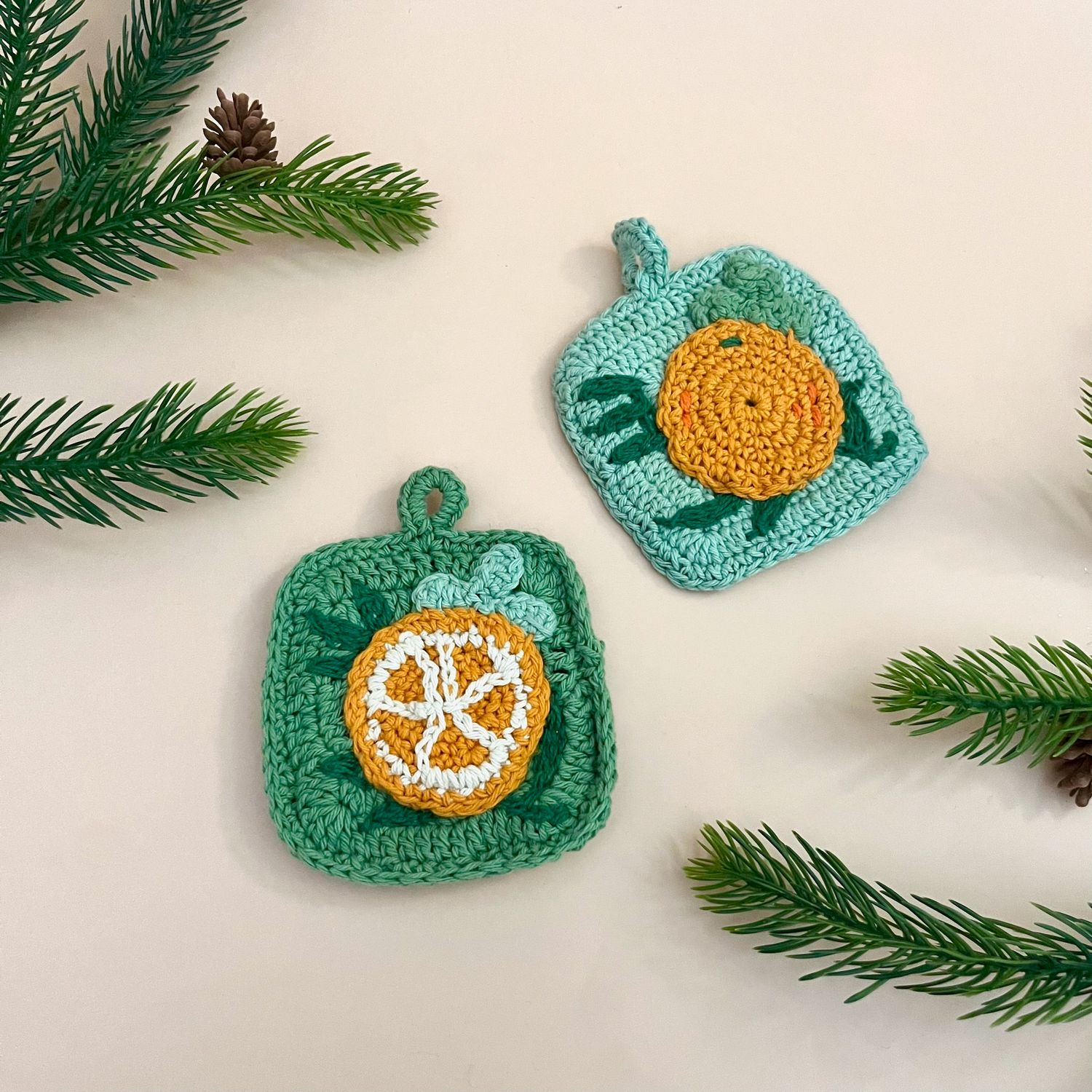 Cedar &amp; Citrus Crochet Sponges S/2