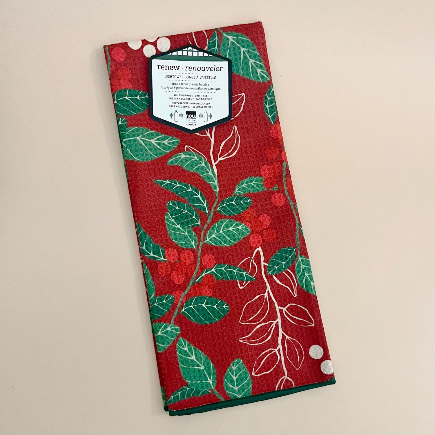 Merry Berry Christmas Recycled Microfibre Dishtowel