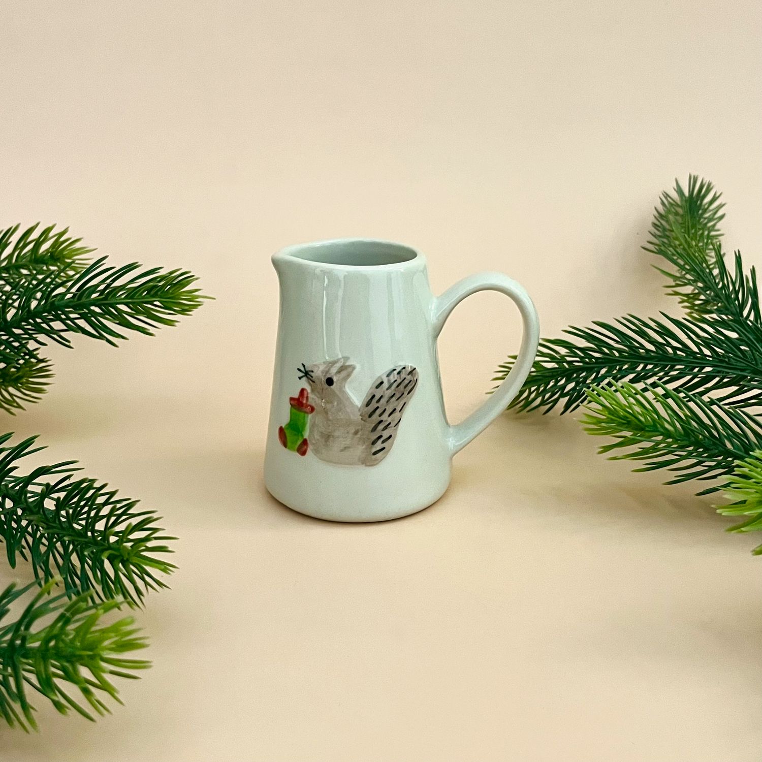 4 oz. Hand-Painted Creamer with Holiday Animal, Style: Squirrel