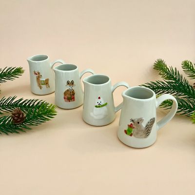 4 oz. Hand-Painted Creamer with Holiday Animal
