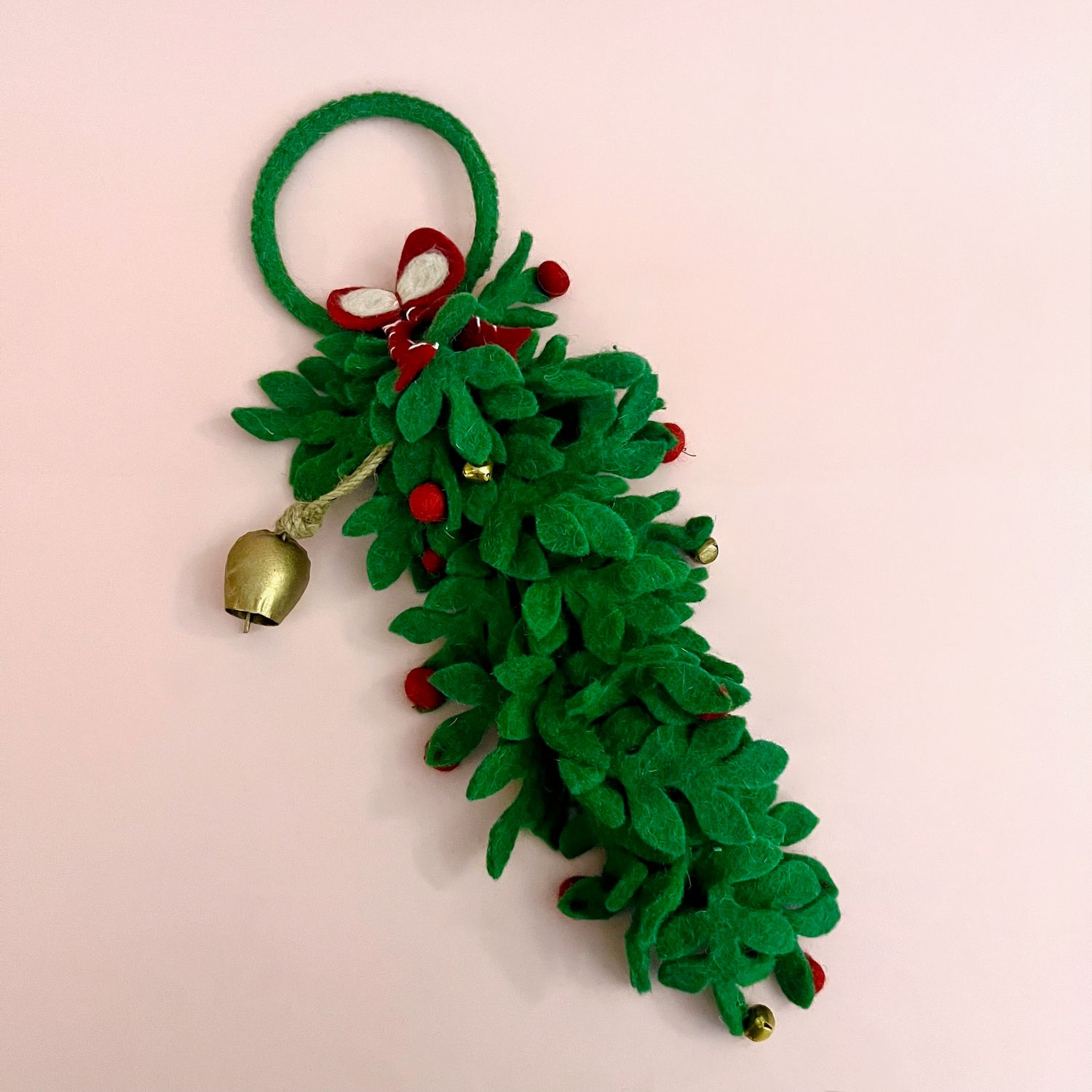 Handmade Wool Felt Leaves &amp; Berries Door Hanger