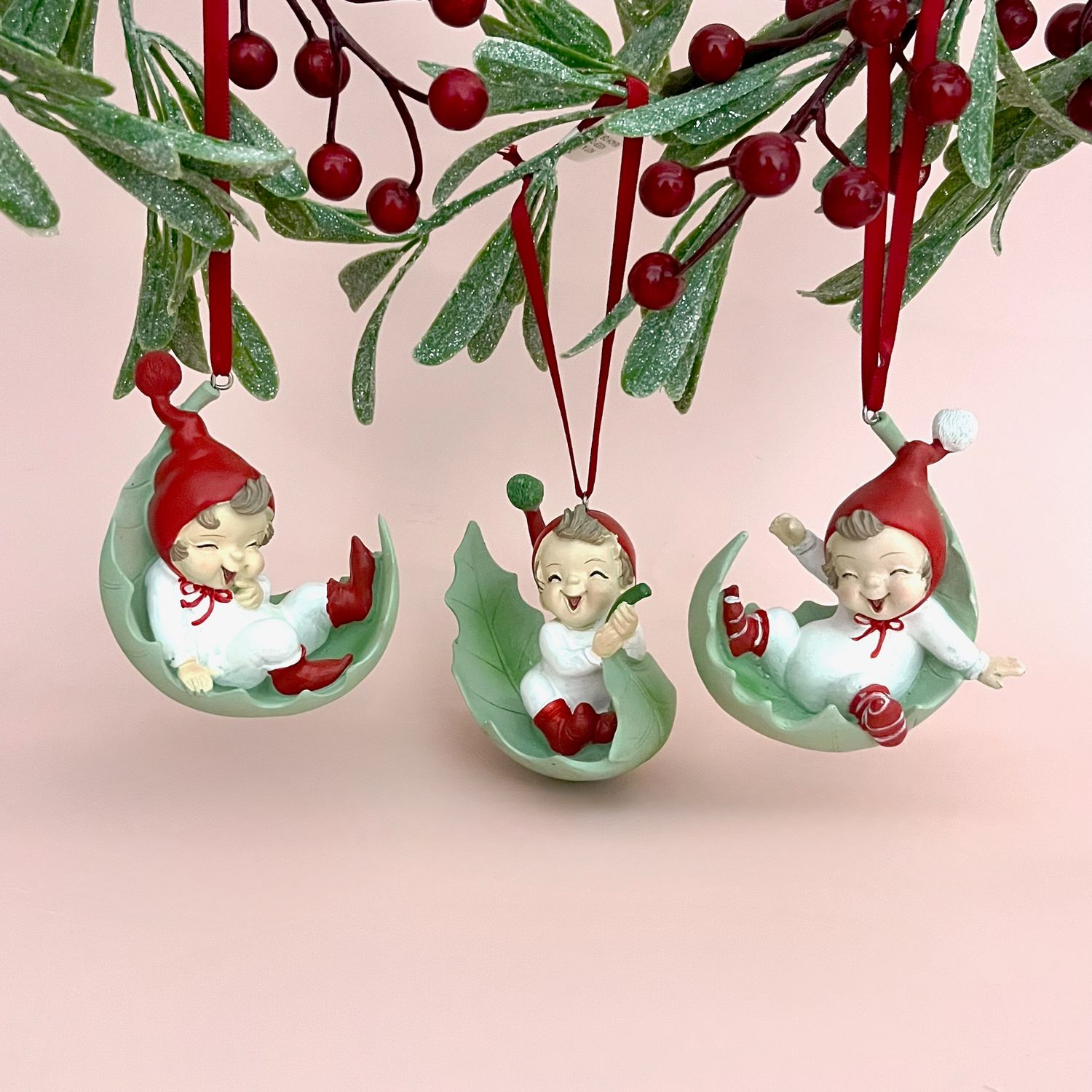 Resin Elf on Leaf Ornament
