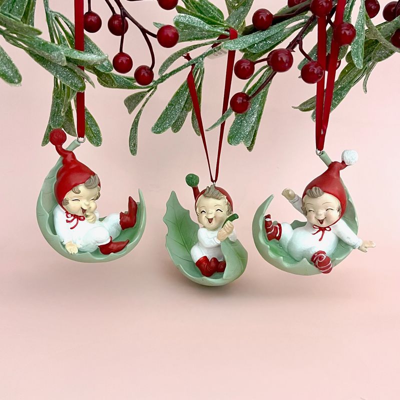 Resin Elf on Leaf Ornament