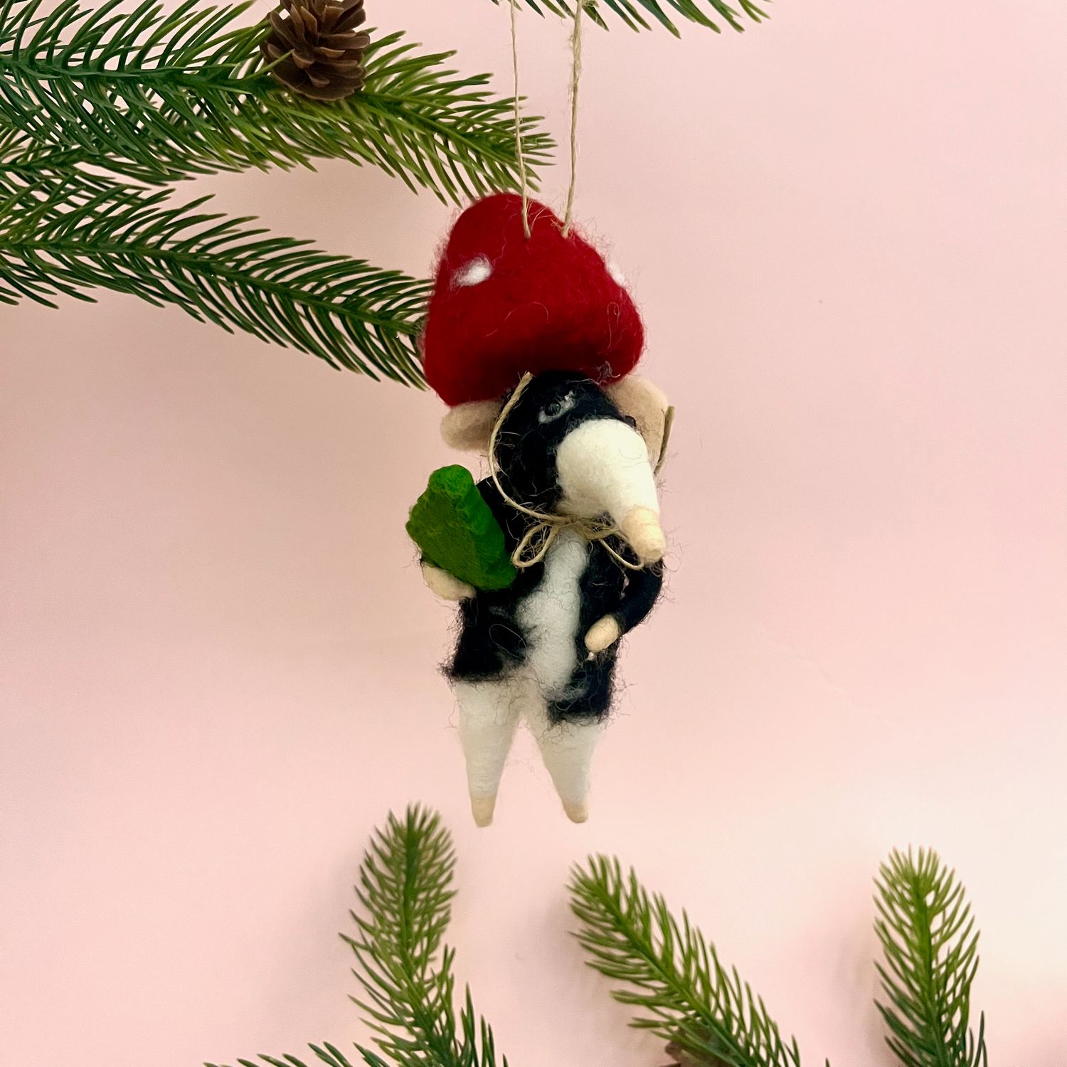 Wool Felt Mole In Mushroom Hat, Style: Tree