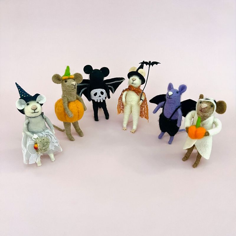 Handmade Wool Felt Mouse in Halloween Costume