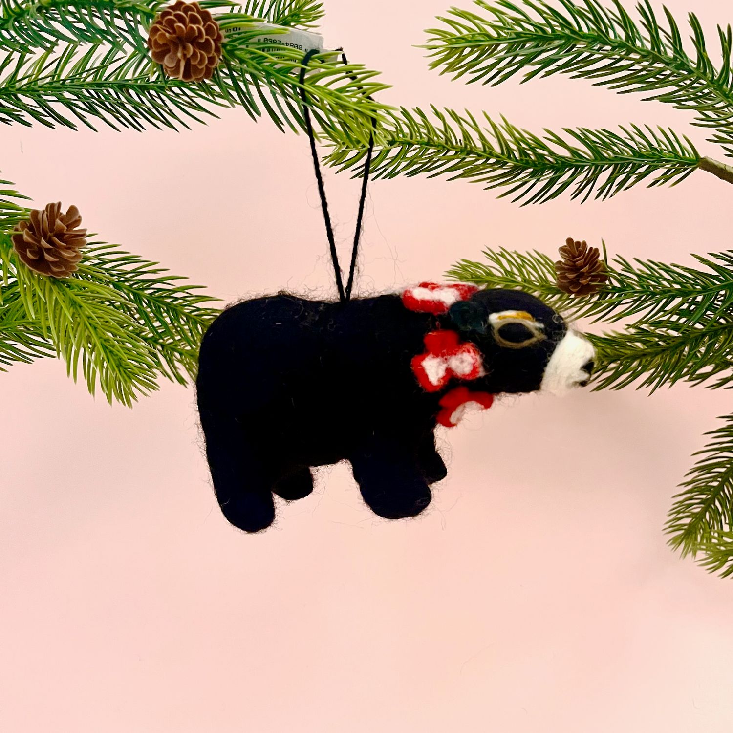Handmade Wool Felt Animal Ornament with Scarf, Style: Bear