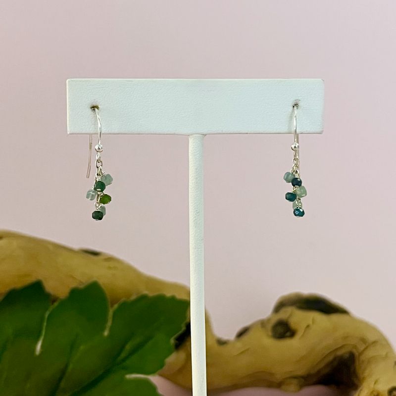 Handmade Earrings with dangle green tourmaline