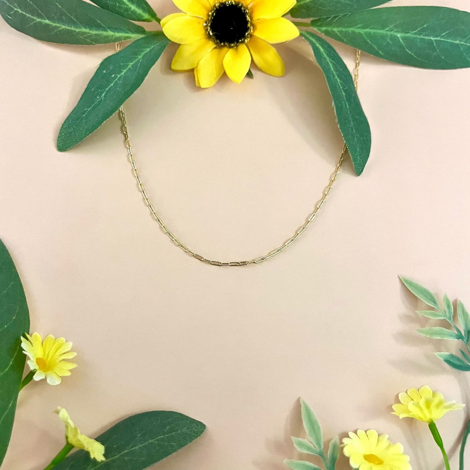 18k Gold Filled Mini Paperclip Chain, Length: 16" Necklace