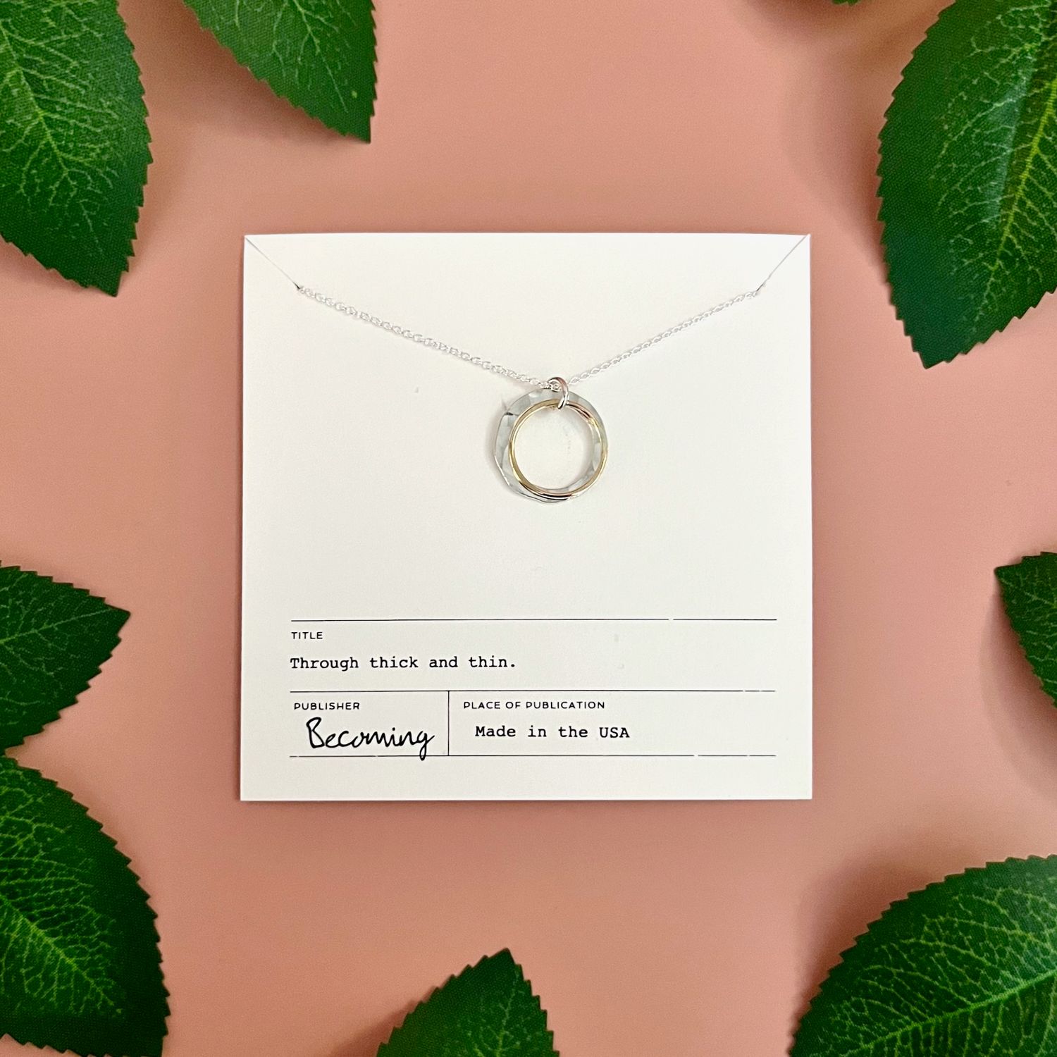 Through Thick &amp; Thin Circles Necklace, mixed metals