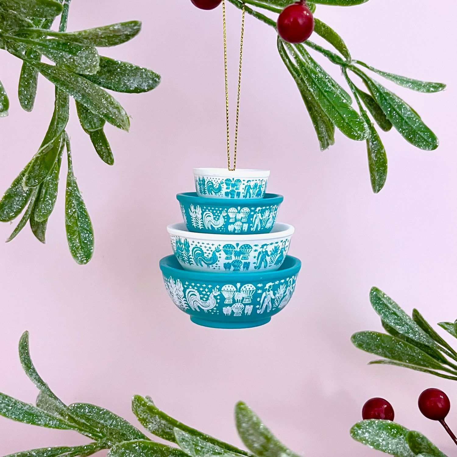 Mini Pyrex-Inspired Bowl Ornament, Style: Butterprint