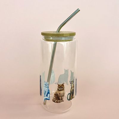 Feline Friends Cats Glass Can