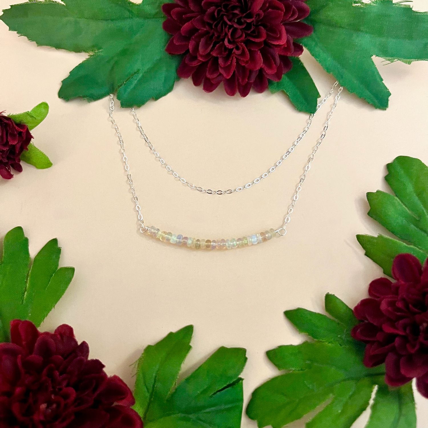 Opal Layering Necklace, Sterling Silver