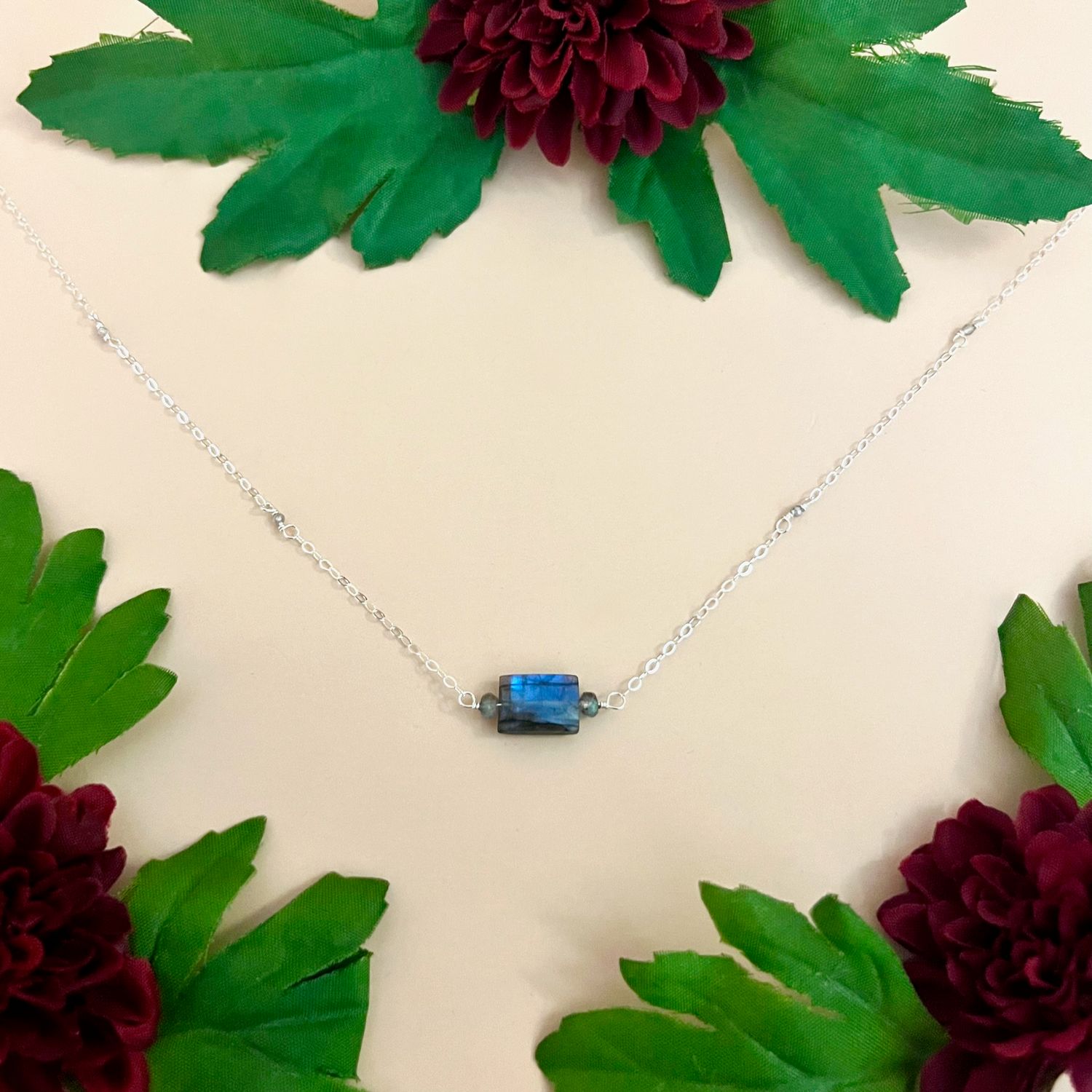 Labradorite Solitaire Necklace, Sterling Silver