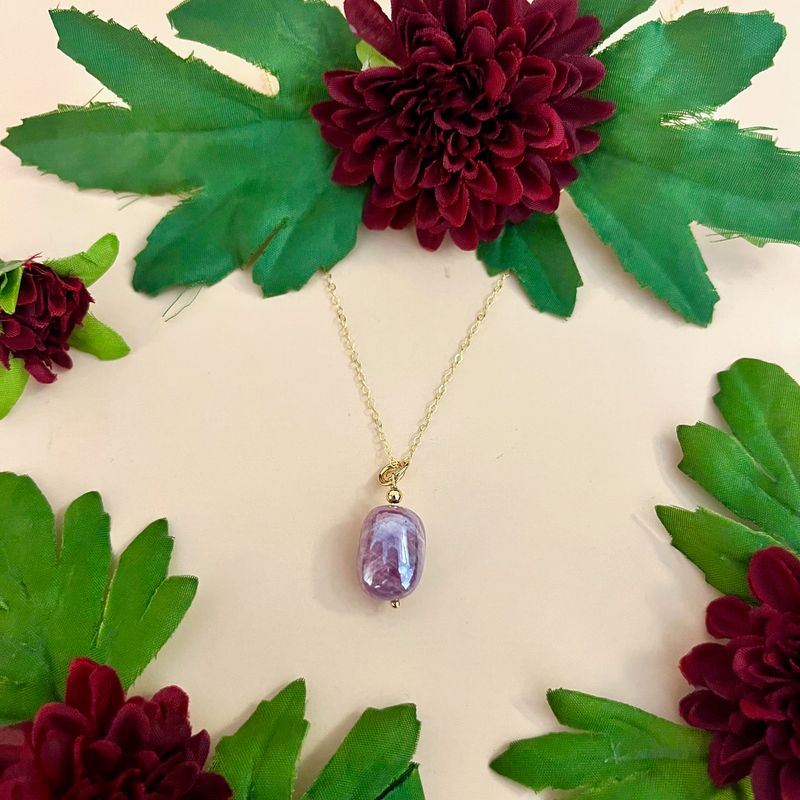 Ruby Mystic Quartz Pendant Necklace, 14k Goldfill