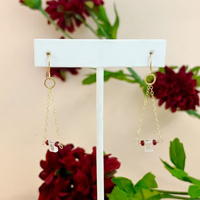 Dainty Moonstone Earrings, 14k Goldfill