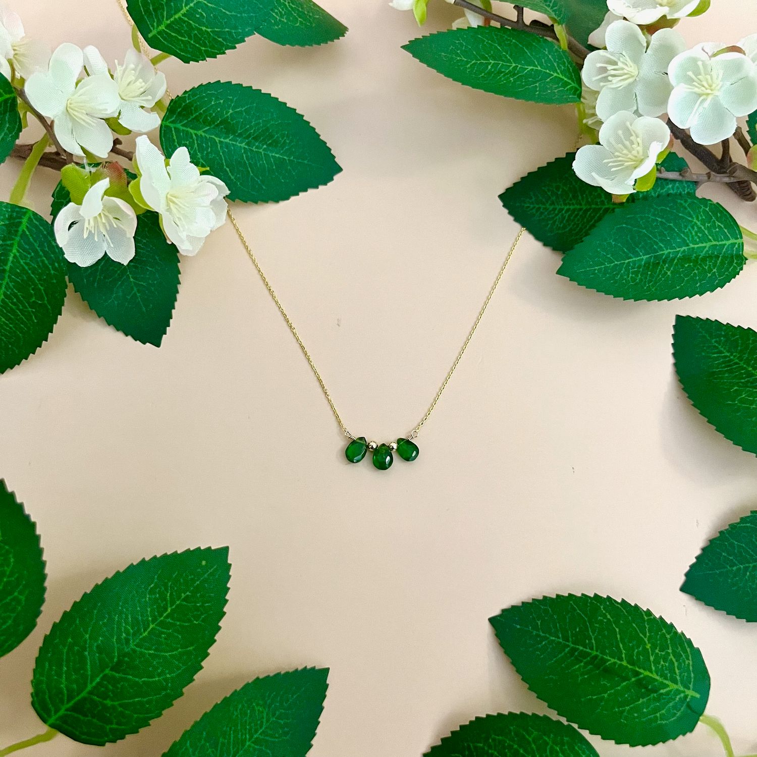 Isola Green Tourmaline Necklace, Gold Vermeil