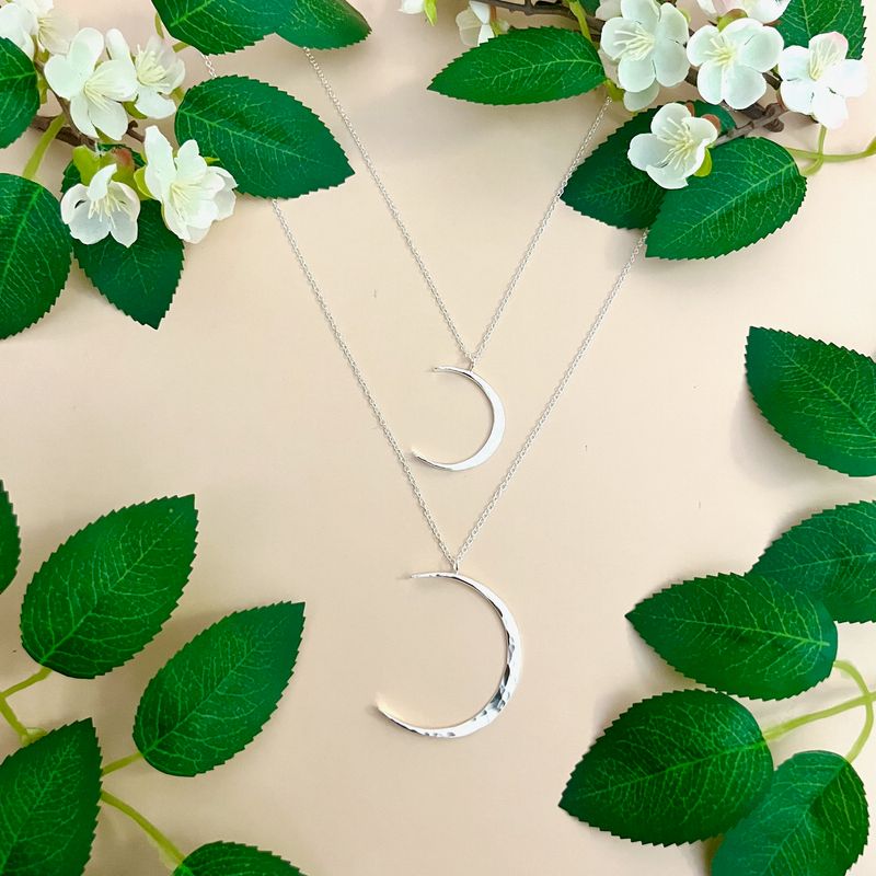 Celeste Hammered Silver Moon Necklace