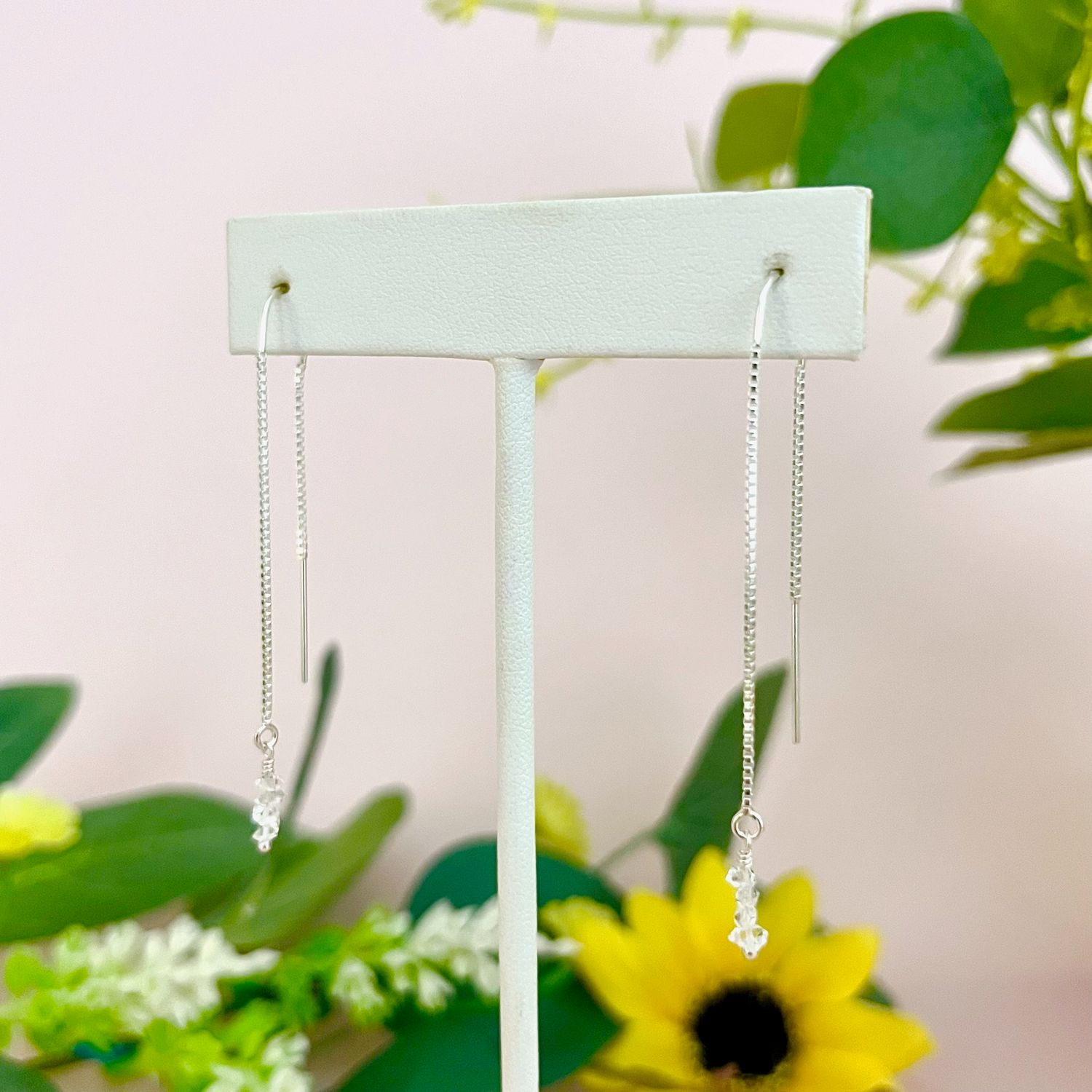Herkimer Diamond Threader Earrings, Color: SS