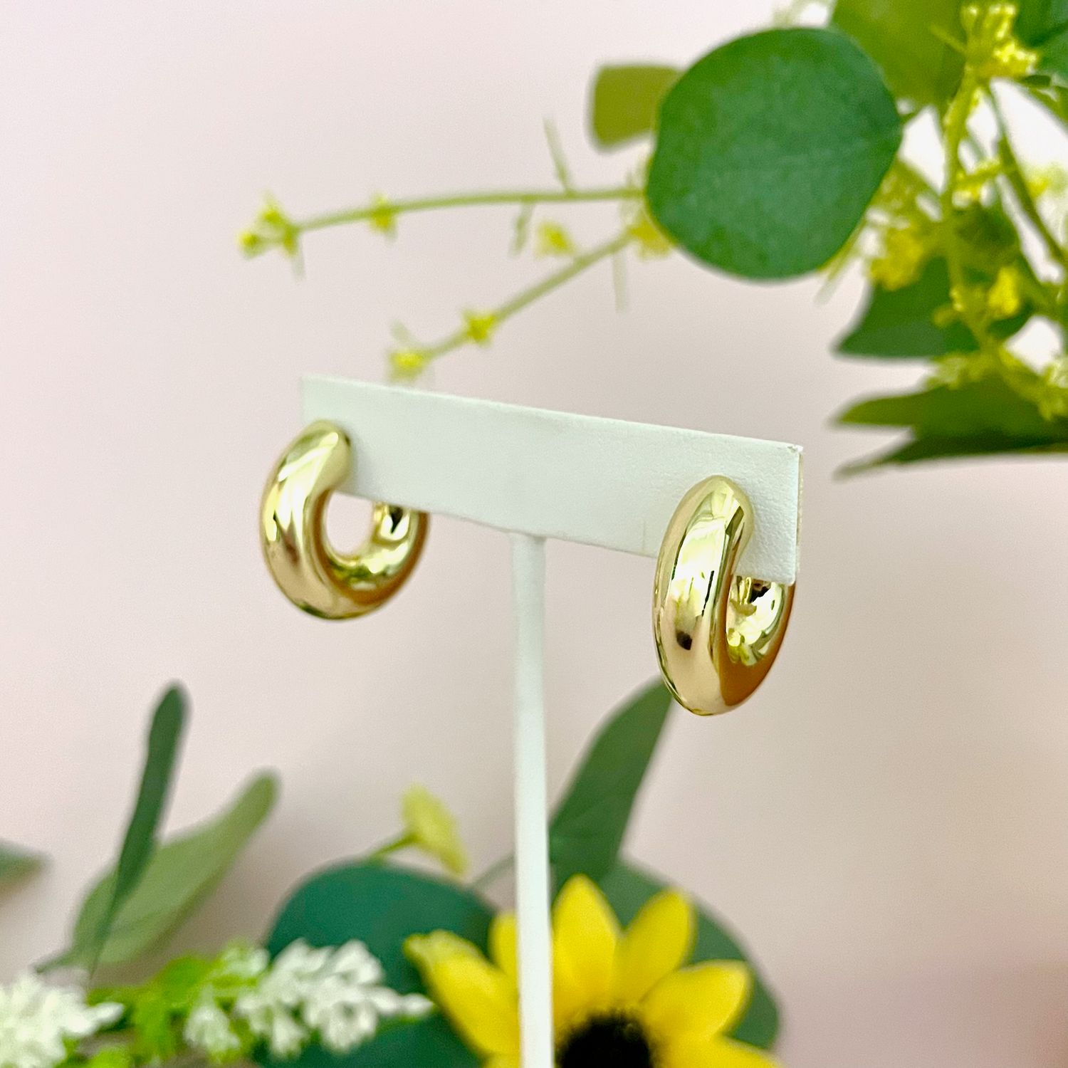 Puffy Cloud C-Hoop Earrings, 14k Gold fill