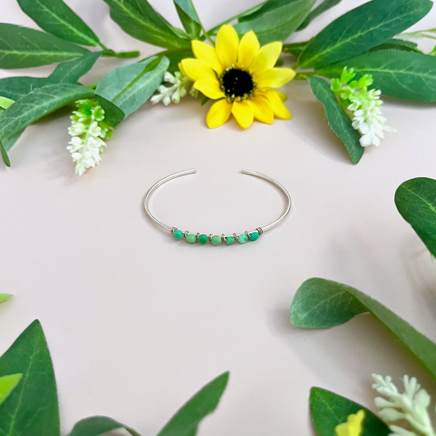 Chrysoprase Cuff Bracelet, Color: SS