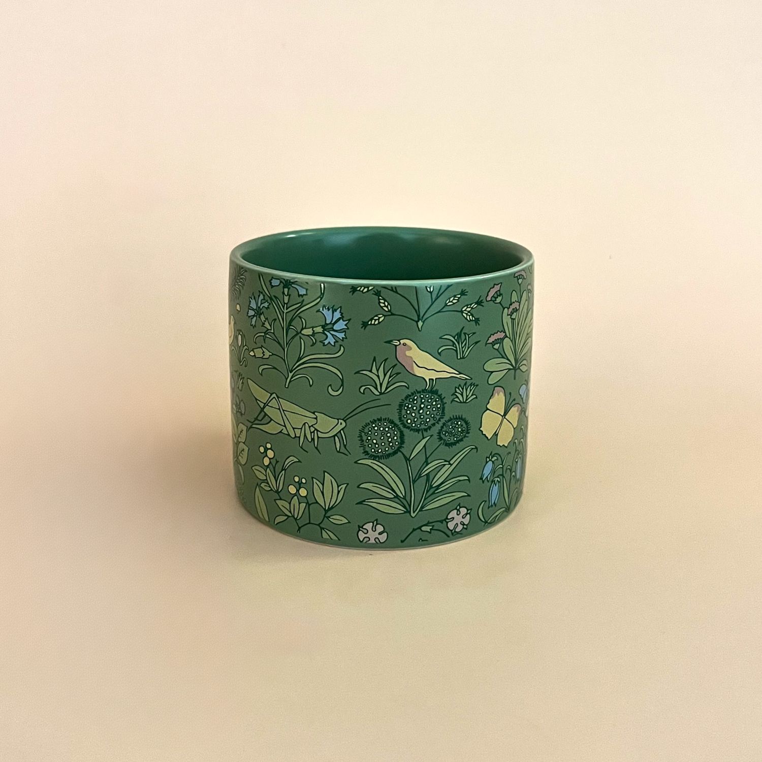Vintage Botanical Plant Pot - Green