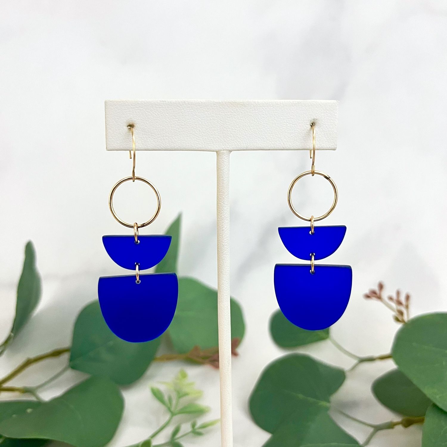Kinetic Geo Flitta Earrings, Color: Cobalt