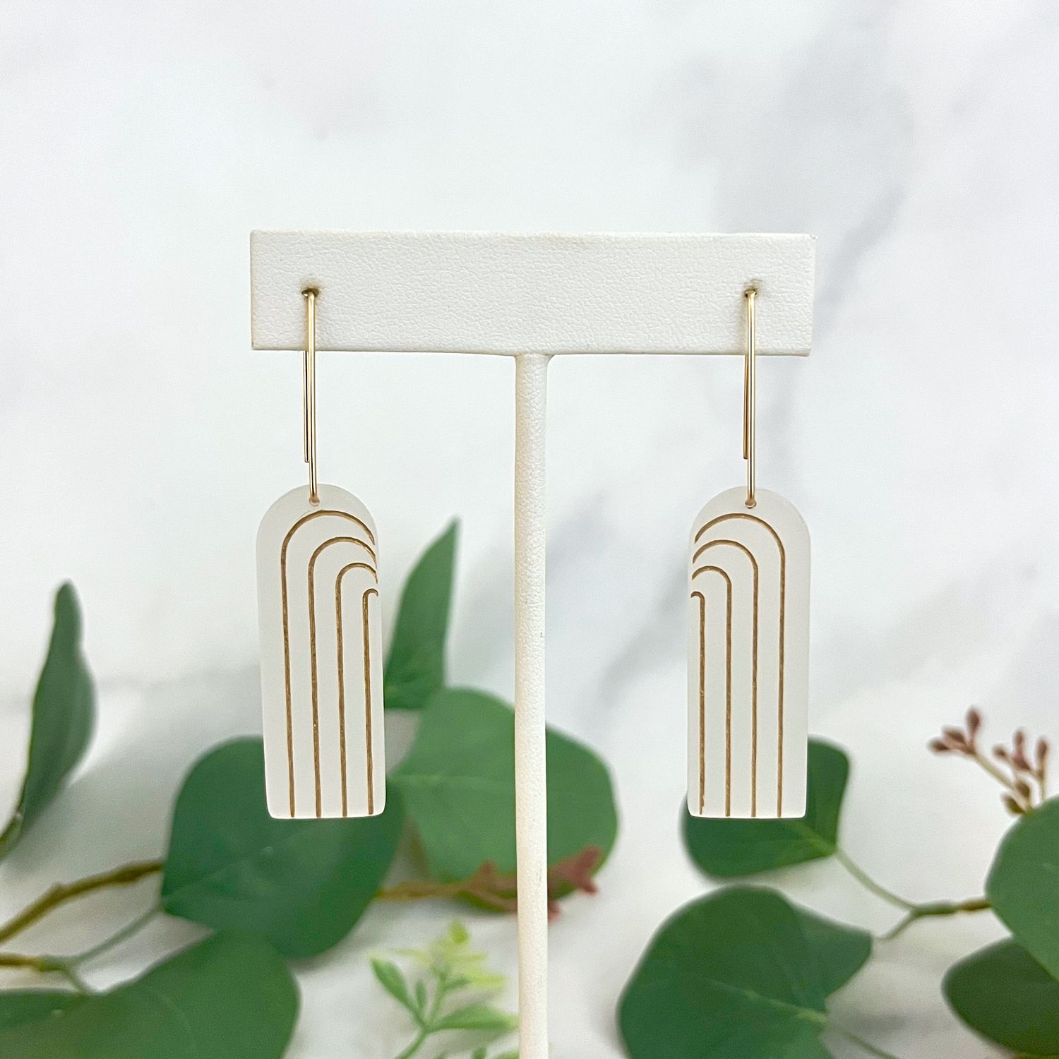 Iona Arch Acrylic Earrings, Color: Frost/Soft Gold