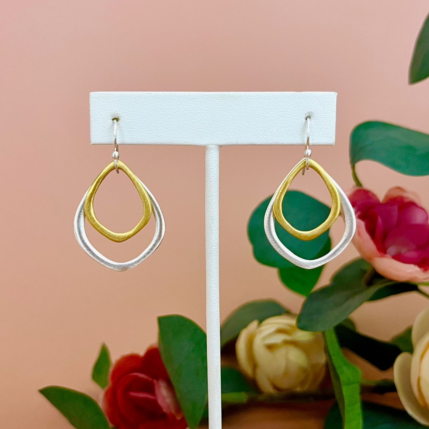 Small Double Lotus Earrings, SS + GV