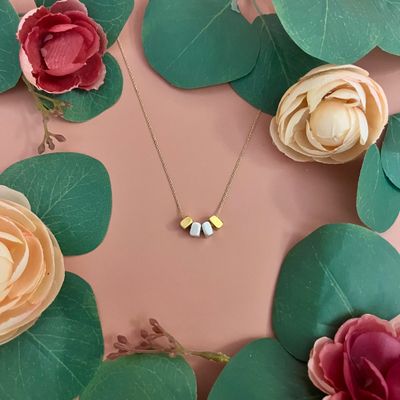 Handmade Four Cubes Necklace in Silver and Vermeil