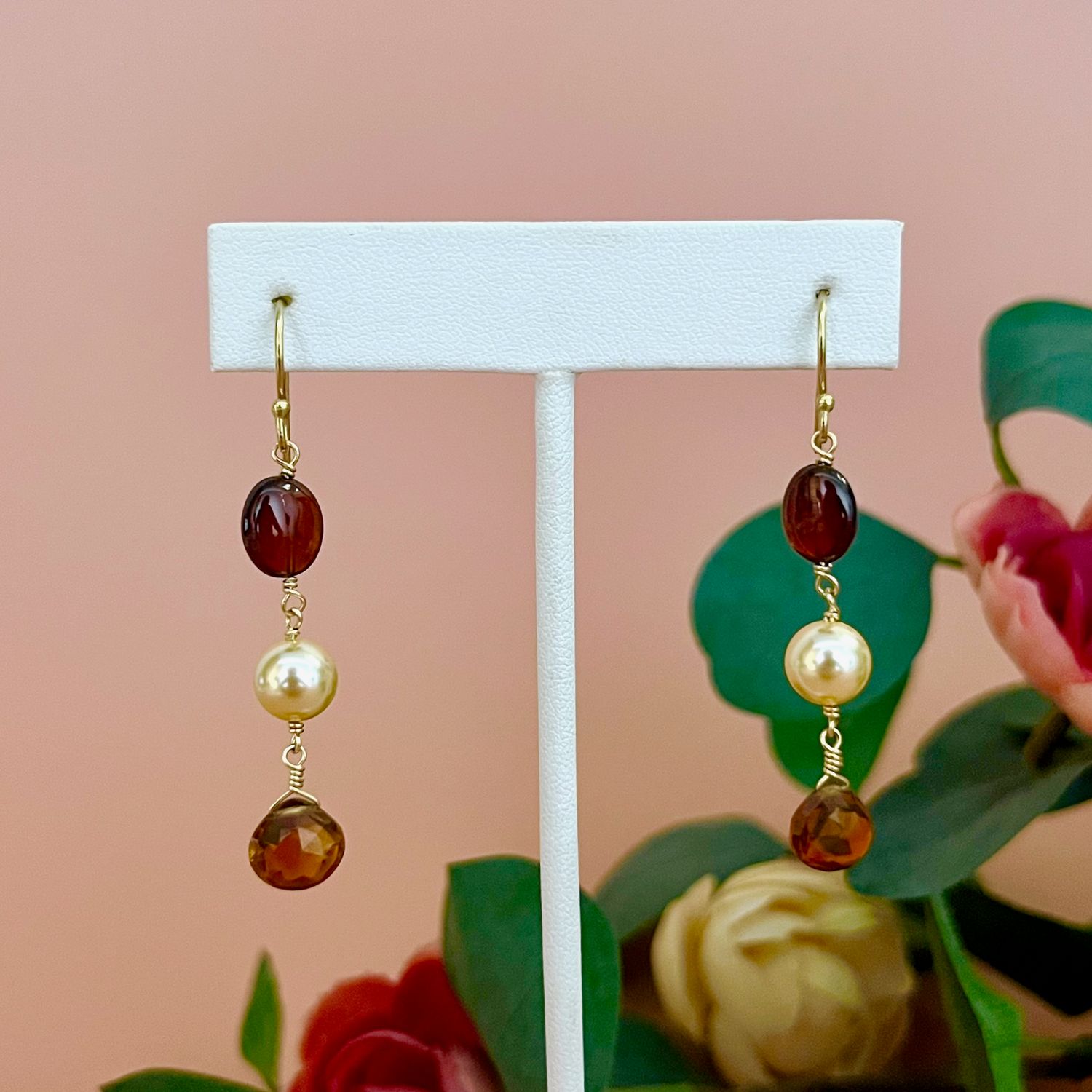 Handmade Hessonite Garnet Earrings in Gold Vermeil