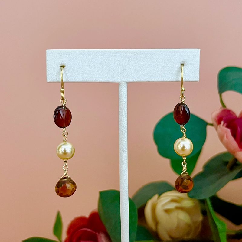Handmade Hessonite Garnet Earrings in Gold Vermeil