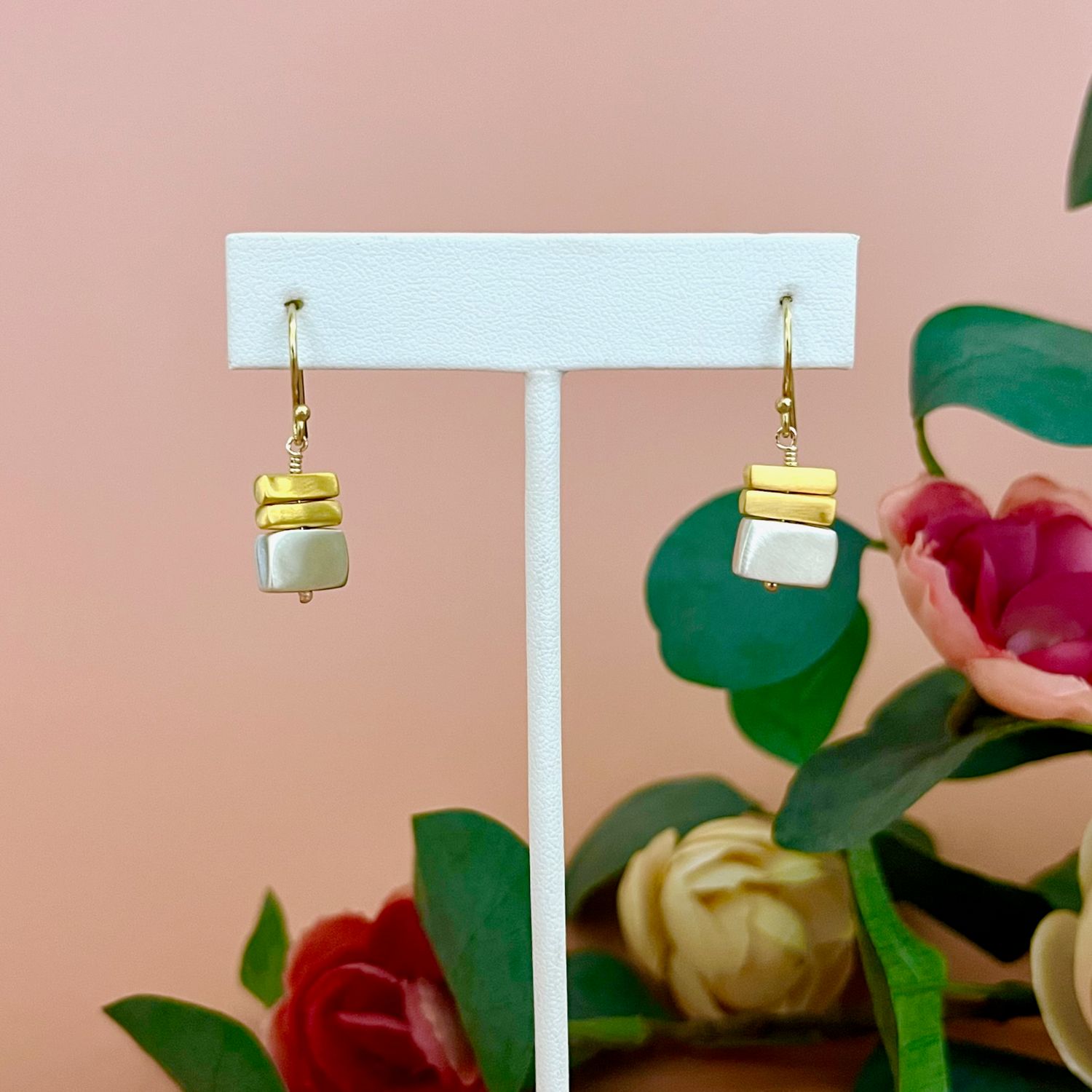 Handmade Stacked Bars Earrings, mixed SS &amp; GV