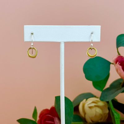 Handmade Two Little Circles Earrings, Mixed SS &amp; GV